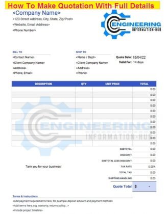 How To Make Quotation With Full Details - Engineering Information Hub